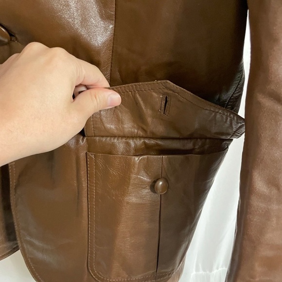 Vintage Japanese The Power leather coat blazer style by custom leathermaker S M - Picture 4 of 10